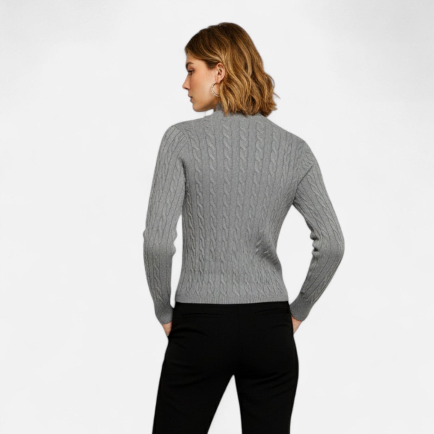 Cardigan Femme Col Roulé Zippé Élégant