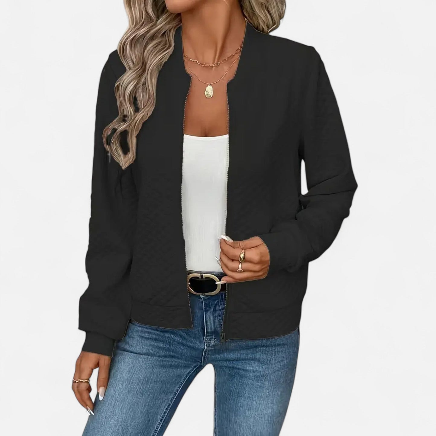 Veste Femme Matelassée Zippée Élégante