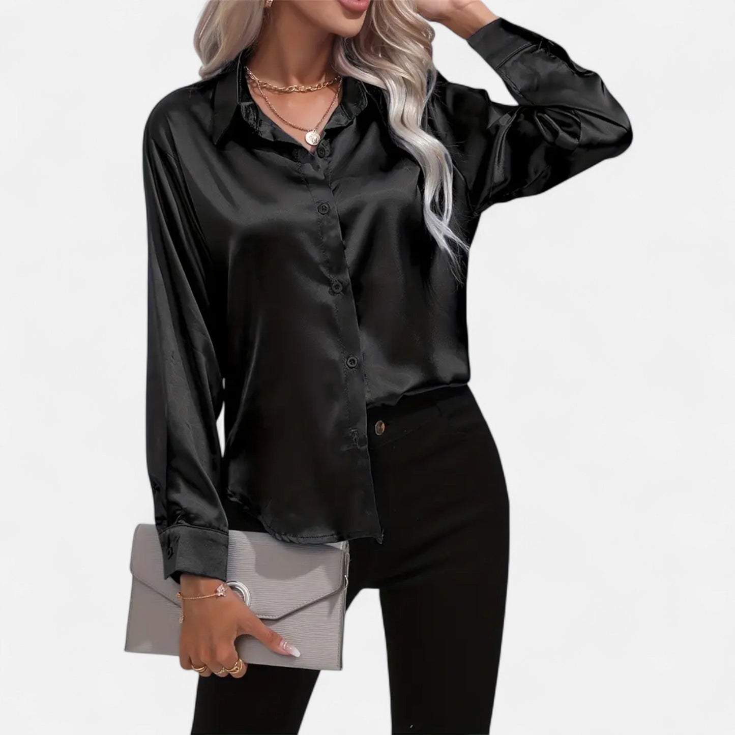 Chemise Femme Satin Col Tailleur Élégance