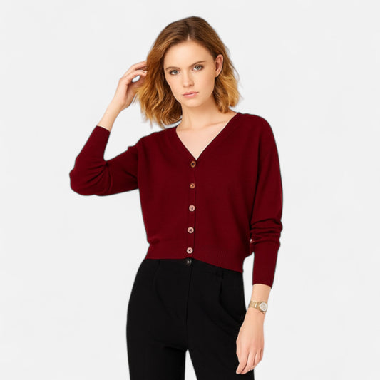 Cardigan Femme Maille Col V Intemporel