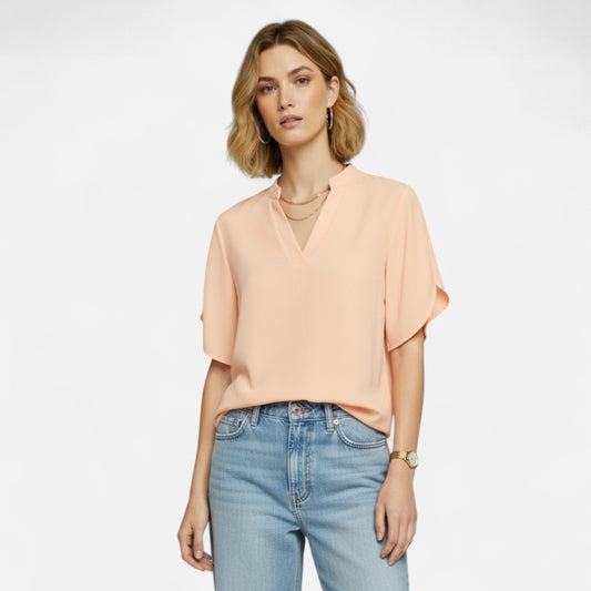 Blouse Femme Col Fendu Élégance Intemporelle