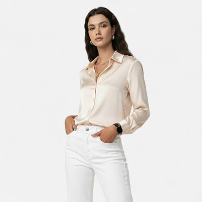 Chemise Femme Satin Col Tailleur Élégance